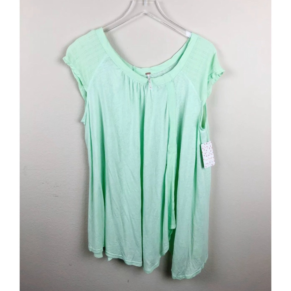 Free People Keep It Casual T-Shirt Sz M Green Boho